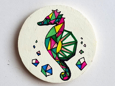 seahorse geometric jewelry artist geometric art geometry hand drawn seahorse sketch summer wooden jewelry