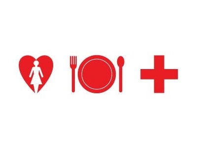 caring collaborative logo fork health heart human services logo plate red spoon
