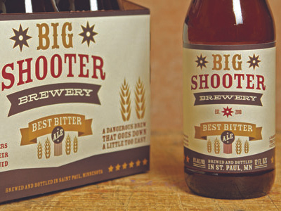 big shooter brewery beer bottle branding homebrew illustration packaging typography western
