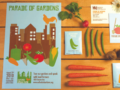 oxford urban farms branding farming garden illustration non profit packaging post card poster vegetable