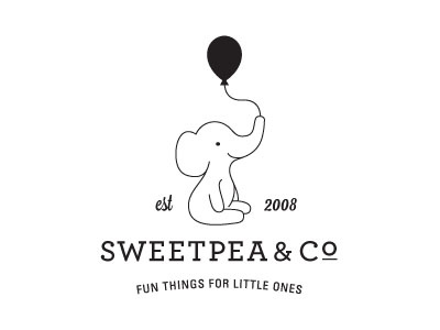 Sweetpea and Co Logo baby balloon banner branding children co. elephant kids logo