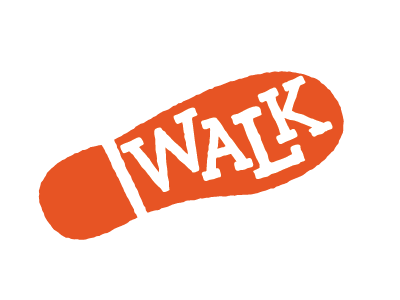 Walk Logo footprint logo orange red type typography walk
