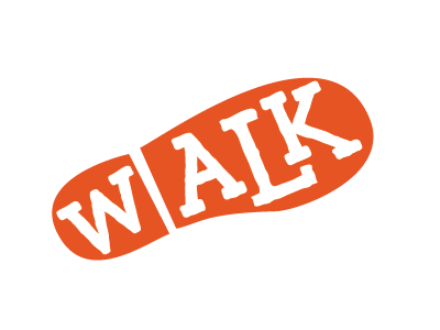 Walk Logo footprint logo orange red type typography walk