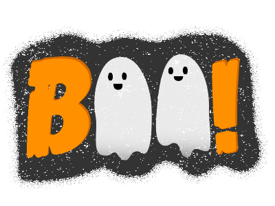 Boo! black boo ghost halloween illustration orange trick or treat