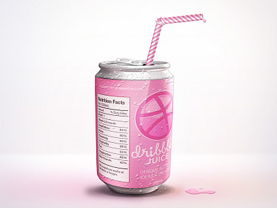 Dribbble Juice 3d dribbble first shot illustration invitation juice photoshop