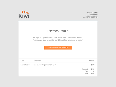 Payment Declined desktop email invoice mockup payment sketch template ui desgin ux design