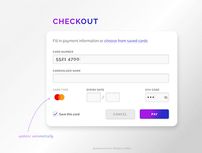 DailyUI #002 002 card checkout daily 100 challenge dailyui figma form payment ui ux
