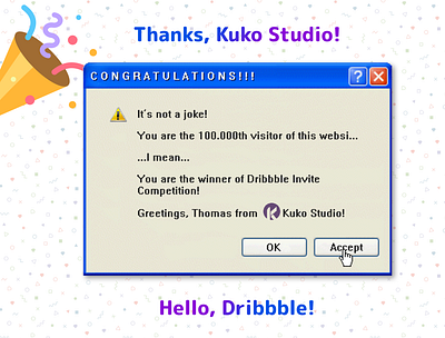 Hello Dribbble! debut fun hello dribbble kuko studio photoshop windows xp