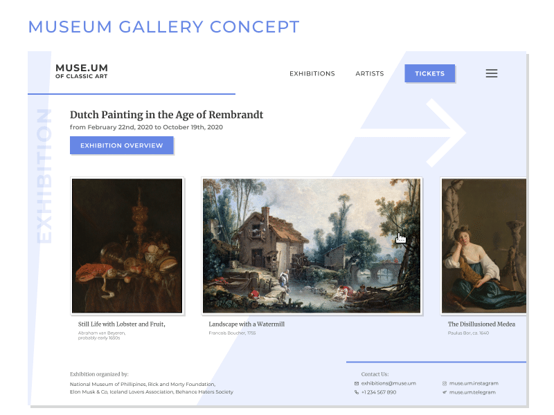 Museum Gallery concept design figma gallery ui ux web website