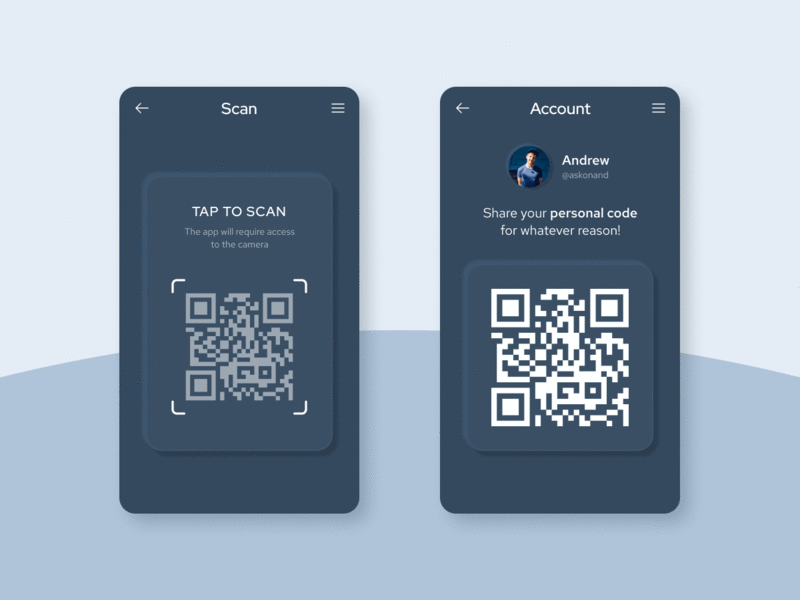 QR Code App UI animation app design figma neomorphism qr qr code ui ux