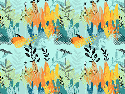 Art plants. Seamless pattern