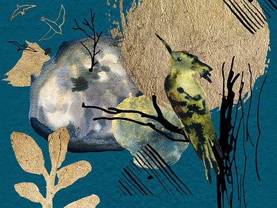 COSMIC BIRD. Digital collage art background background design branding collage composition design digital illustration graphic design illustration illustration art watercolor