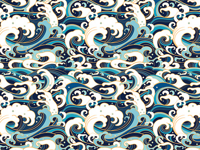 Oriental waves. Seamless pattern by Shusha Guna on Dribbble