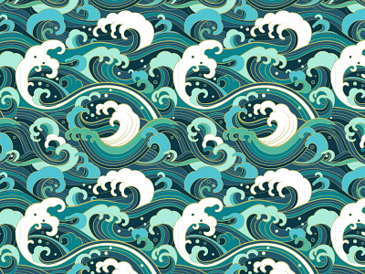 Oriental waves asian backdrop background design design illustration japanese art orienatal pattern seamless vector vectorart waves