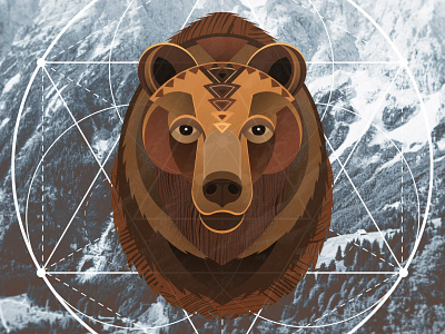 Sacred animal - Grizzly Bear animal art bear design geometric art geometry grizzly illustration mountain nature poster poster design sacred vector