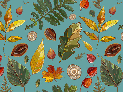 Autumn palette autumn autumn leaves background design illustration nature pattern seamless vector