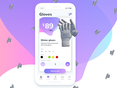 Shop Gloves bright colors gradients iphonex ui