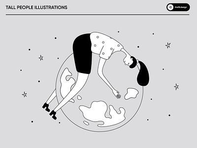 Save the planet black and white character earth girl illustration minimalism peace people planet space stars tall people vector
