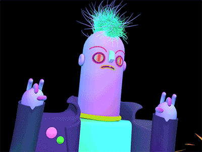 Rockout 3d animation character design cinema 4d design gif illustration punk