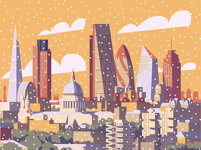 London Winter Cityscape Illustration