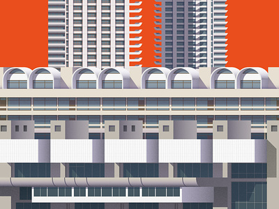 Brutalist Architecture Illustration – Barbican Centre London