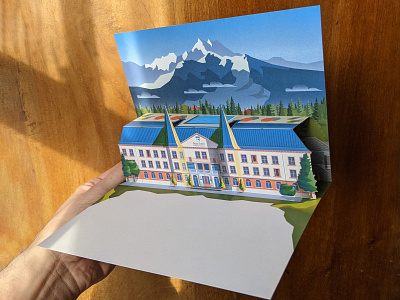 Illustrated Pop Up Card – Swiss Alpine Boarding School