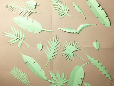 Paper Jungle Leafs GIF handmade jungle paper paper engineering papercraft set design