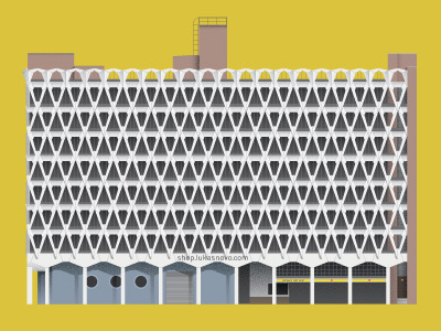 Welbeck Street Car Park Print Poster Illustration architecture brutal architecture brutalism elevation illustration london london architecture print poster print welbeck car park welbeck street