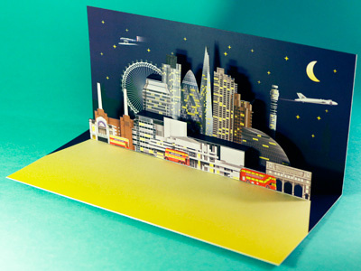London Xmas Pop Up card - Direct mail cityscape creative direct mail direct mail illustration laser cut london paper paper engineering papercraft popup card xmas xmas card