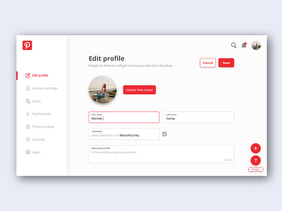 Daily UI | Day 007 :: Settings 007 dailyui dailyui007 dailyuichallenge design pinterest settings settings page ui ux web webdesign