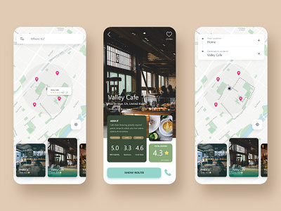 Café Finder 020 adobexd app cafe cafefinder daily ui challenge dailyui dailyui020 dailyuichallenge design interface ios locationtracker ui ux