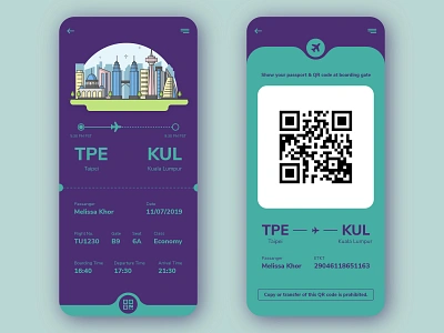 Boarding Pass Concept 024 adobexd app boarding pass dailyui dailyui024 dailyuichallenge design flightticket interface ios ui ux