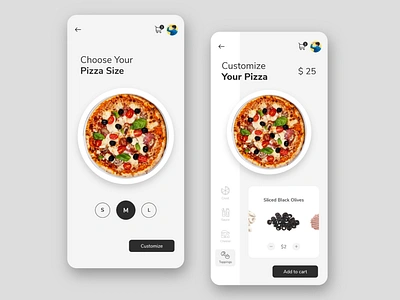 Create Your Own Pizza 033 app customize dailyui dailyui033 dailyuichallenge design grey interface ios minimal minimalist order pizza ui ux