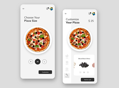 Create Your Own Pizza 033 app customize dailyui dailyui033 dailyuichallenge design grey interface ios minimal minimalist order pizza ui ux