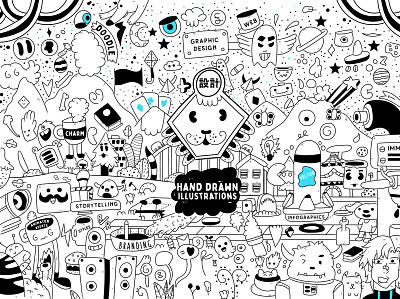 Land of hand drawn illustration doodle branding cartoon character creative digital doodle graphic design illustration style vector