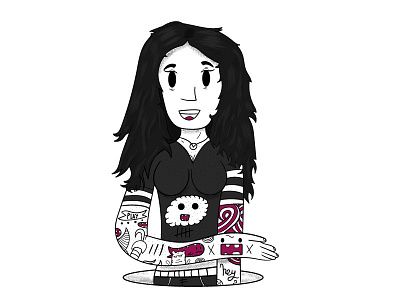 Gothic Woman with Chibi tattoos