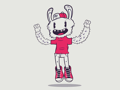 Rabbit - yeah sticker and t-shirt character colourful creative doodle drawing fun illustration sticker style t shirt vector