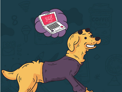 Content Club - Branding dog app branding branding cartoon character creative design digital doodle explore illustration vector