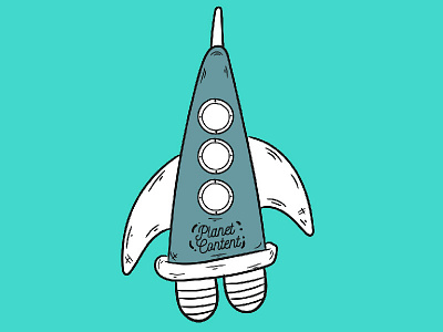 Rocket - Content Club blue branding doodle freelance design fun illustration style symbol vector