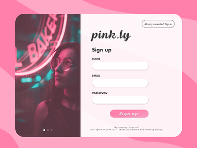 Daily UI #001 - Sign up challenge daily girl glasses pink signup ui