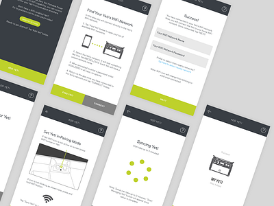Yeti APP Setup Process app design marvel mobile app sketch user experience design user interface design
