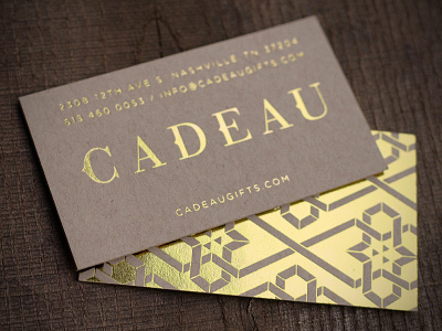 Cadeau business card business card gold gold foil identity kraft paper logo modern nashville