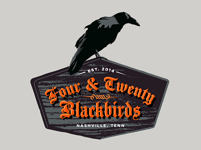4&20 Blackbirds logo blackletter crow food truck logo medieval nashville t shirt