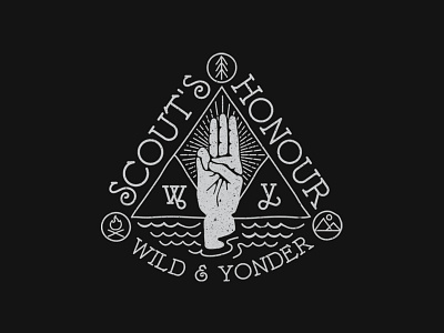 Scout's Honour illustration adventure badge explore hand drawn illustration outdoors scout t shirt vintage