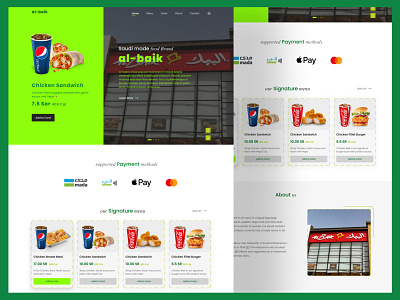 Food Landing Page Design Concept for AlBaik al baik albaik clean concept design creative design delivery service design design inspiration figma food food app food delivery app food landing page graphic design landing page mecca saudi arabia ui design uiux web design