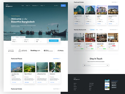 Visit Bangladesh- Tourist Guide Landing Page Design Idea app design bangladesh clean creative design figma graphic design landing page saas travel agency travel landing page uiux web app web design