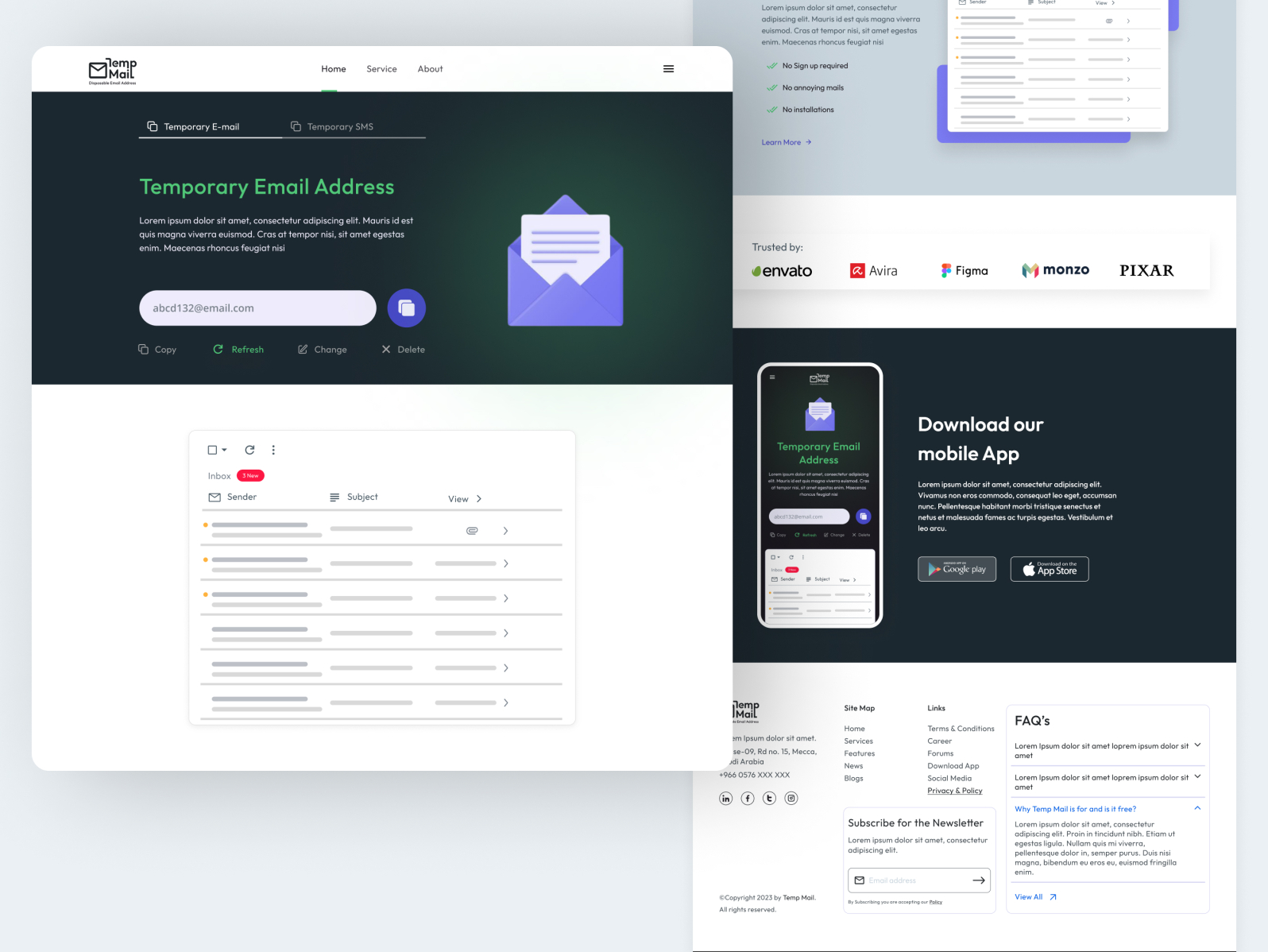 temp-mail-landing-page-for-disposable-mail-service-by-mohammad-on-dribbble