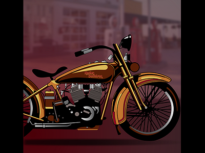 Vintage Motorcycle Illustration bike gas station harley davidson illustration illustrator motorbike motorcycle vintage