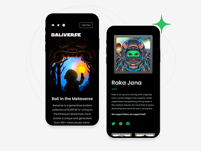 Baliverse—Mobile View bali figma landing page mobile web nft product ui user interface