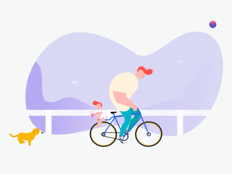 Daddy Cool #2 2d ae animation bycicle character design dog fun funny gif icecream illustration vector web